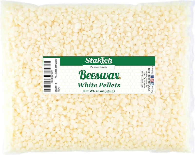 Stakich Pure White Beeswax Pellets - All Natural, Cosmetic Grade, Premium Quality (16 oz) - Image 1